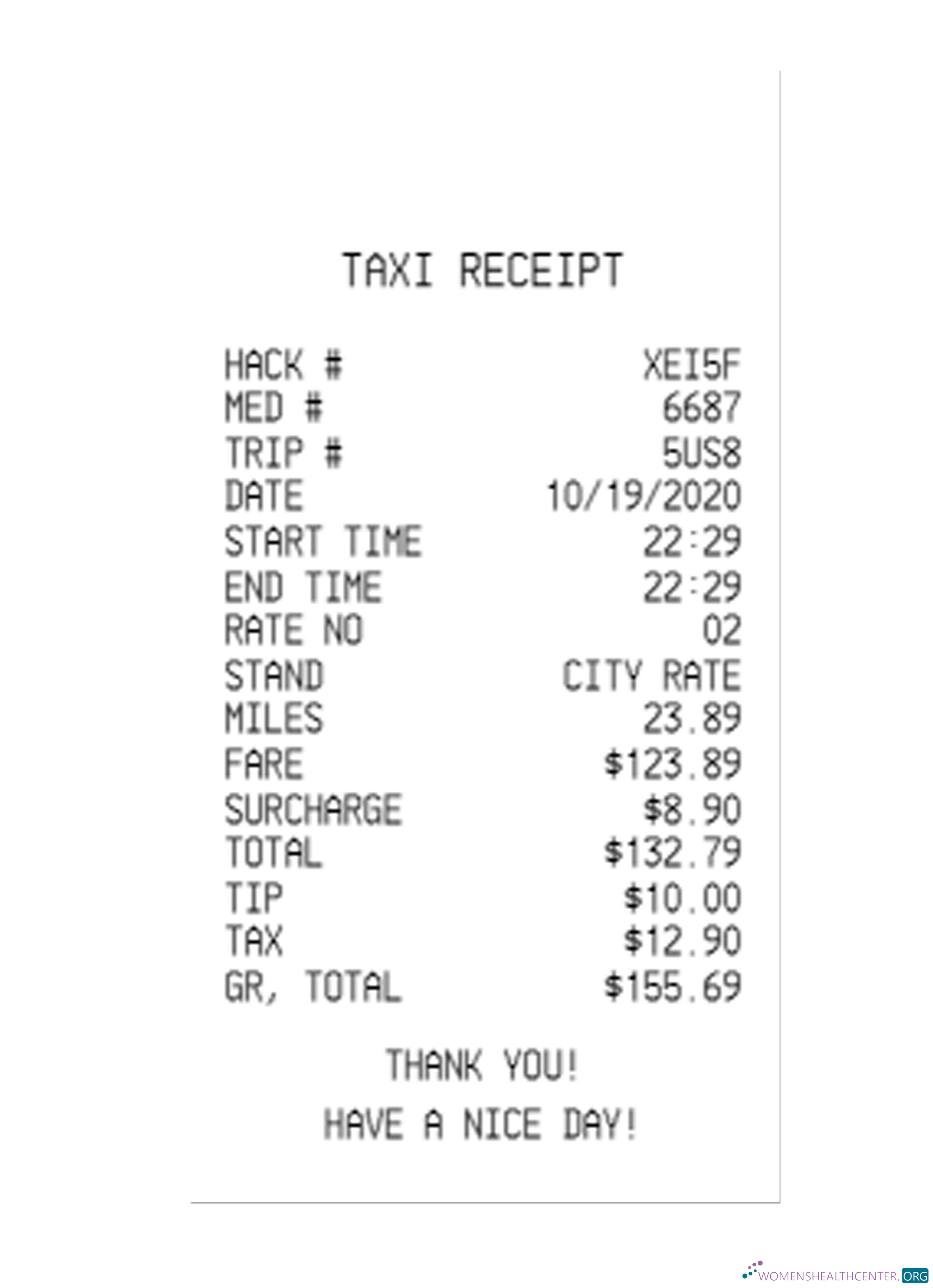 Download TAXI payment receipt Photoshop template